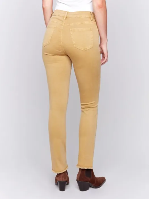 CHARLIE B COLORED ASYMMETRICAL TWILL PANT - AMBER YELLOW - C5429RR618A224