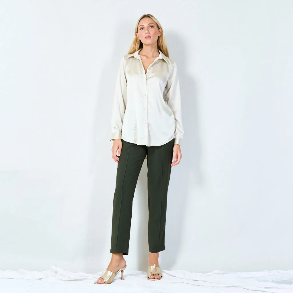 Classic satin button-up shirt wholesale