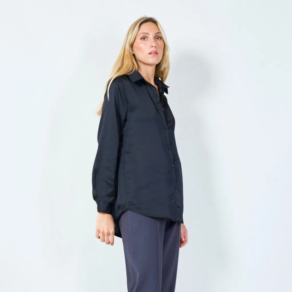 Classic satin button-up shirt wholesale