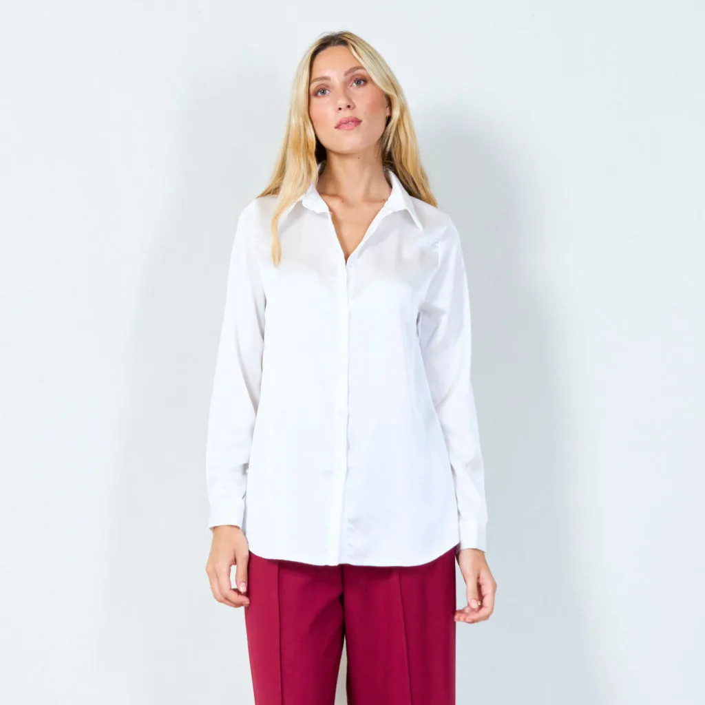 Classic satin button-up shirt wholesale