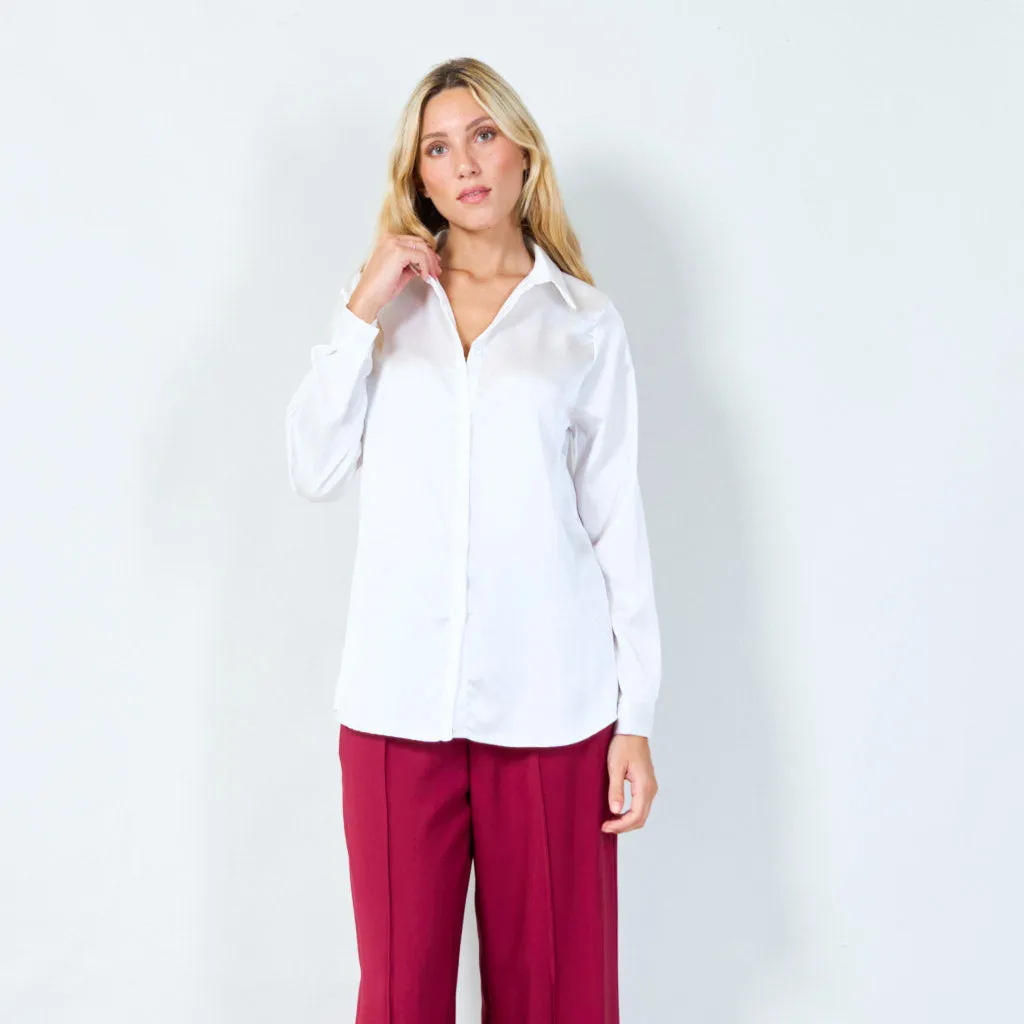 Classic satin button-up shirt wholesale