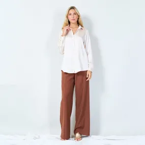 Classic satin button-up shirt wholesale