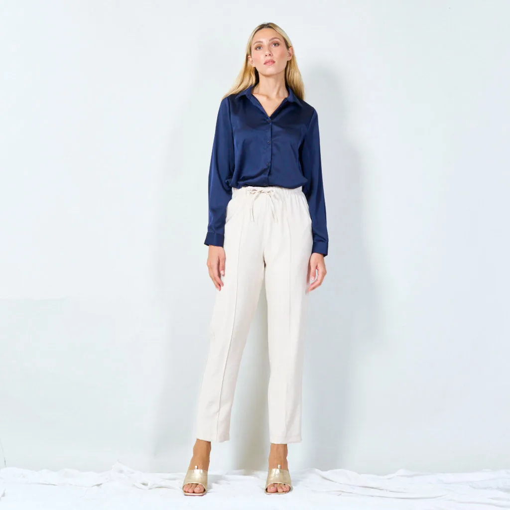 Classic satin button-up shirt wholesale