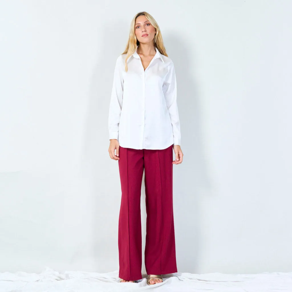Classic satin button-up shirt wholesale