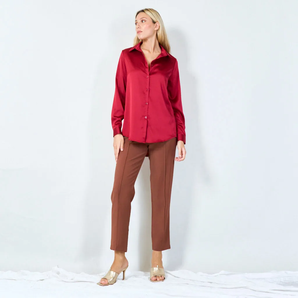 Classic satin button-up shirt wholesale