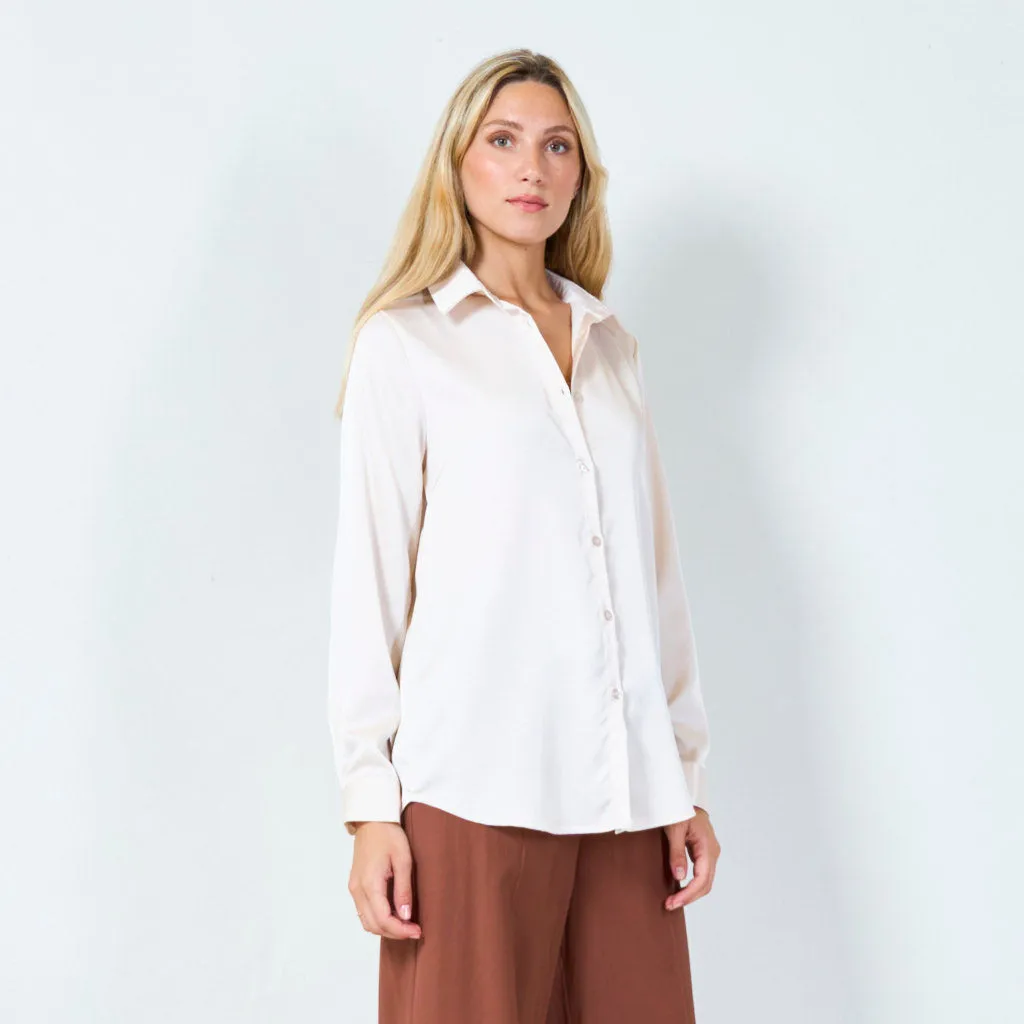 Classic satin button-up shirt wholesale