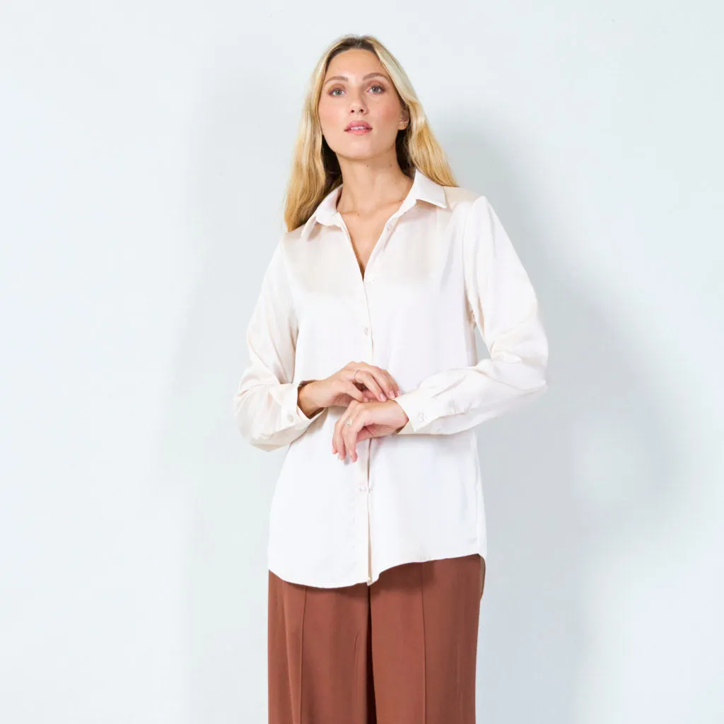 Classic satin button-up shirt wholesale