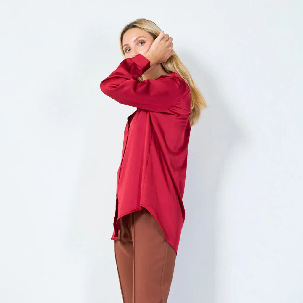 Classic satin button-up shirt wholesale