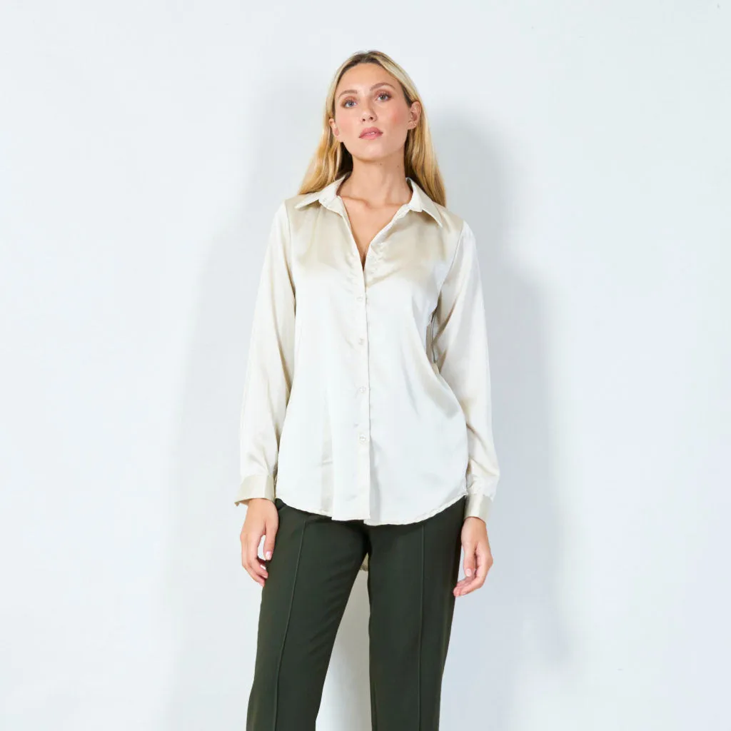 Classic satin button-up shirt wholesale