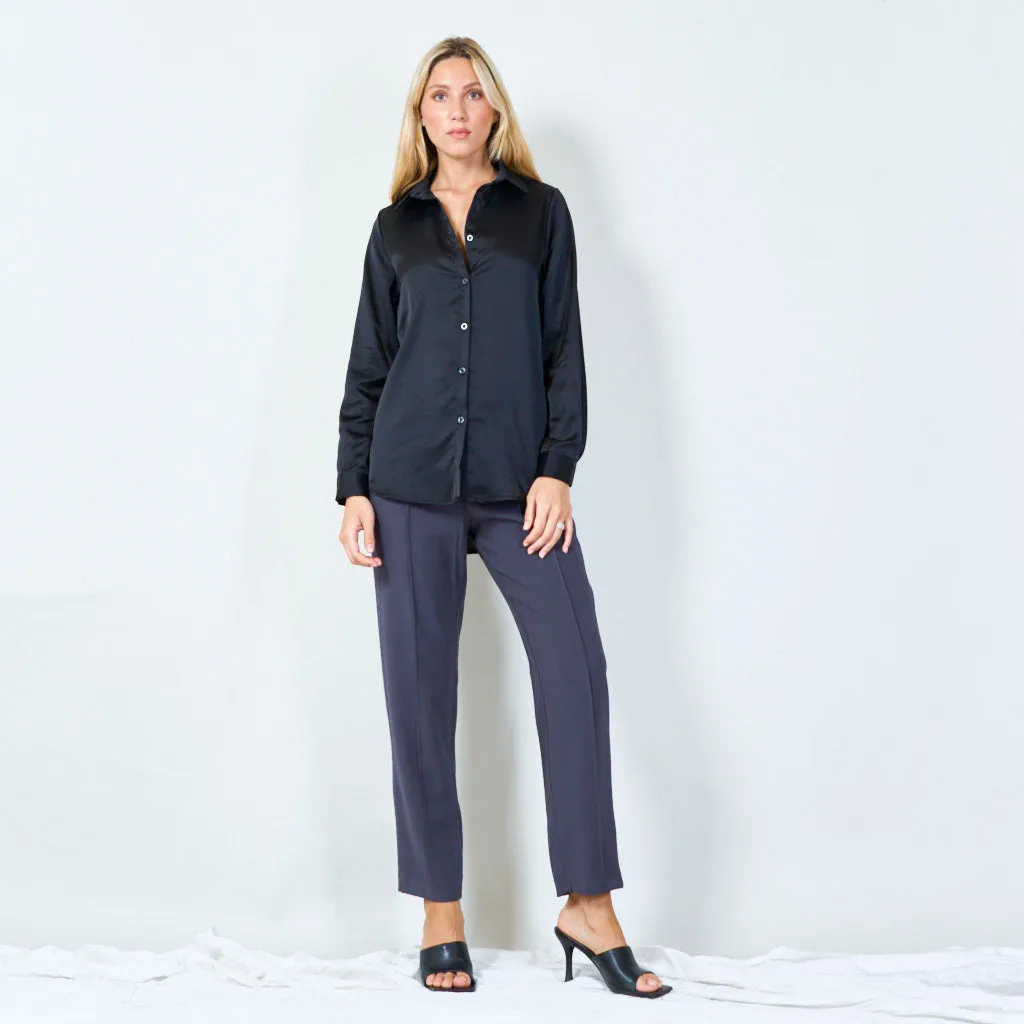 Classic satin button-up shirt wholesale