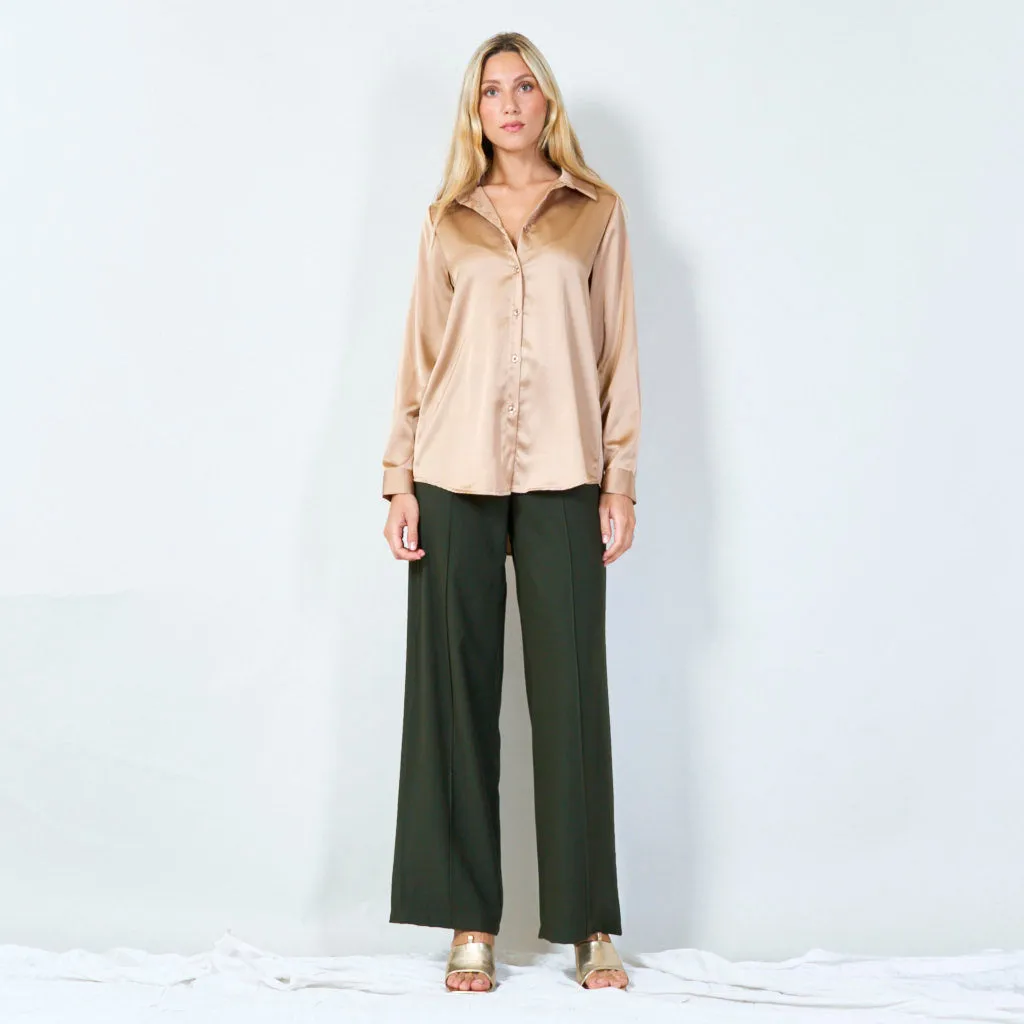 Classic satin button-up shirt wholesale