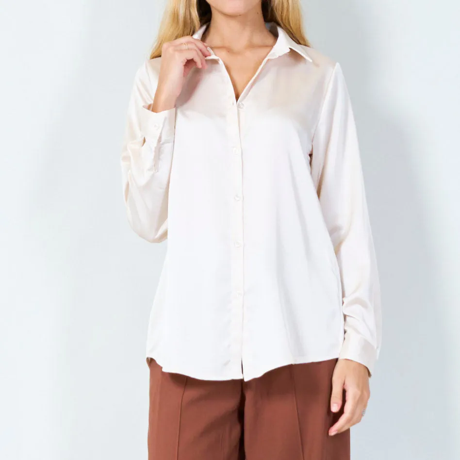Classic satin button-up shirt wholesale