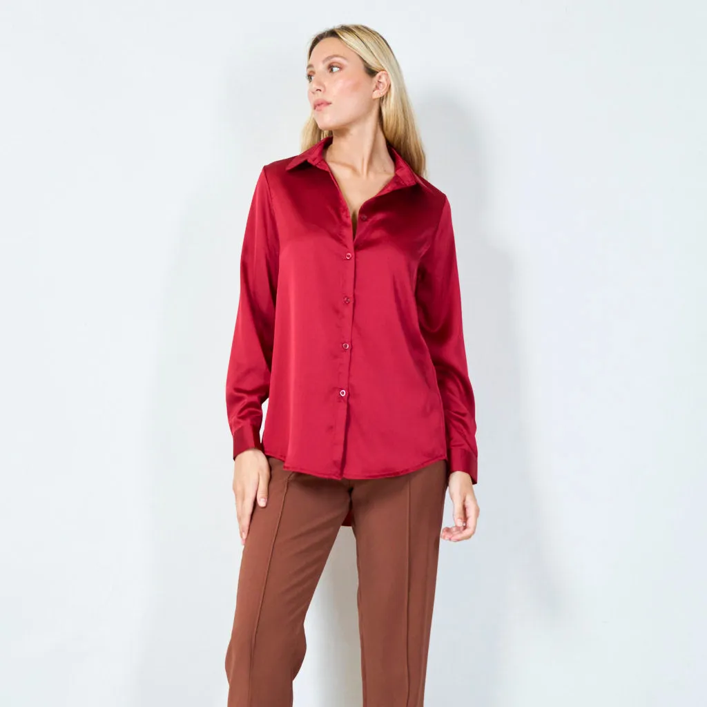 Classic satin button-up shirt wholesale