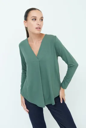 Classic V-neck long sleeve top wholesale
