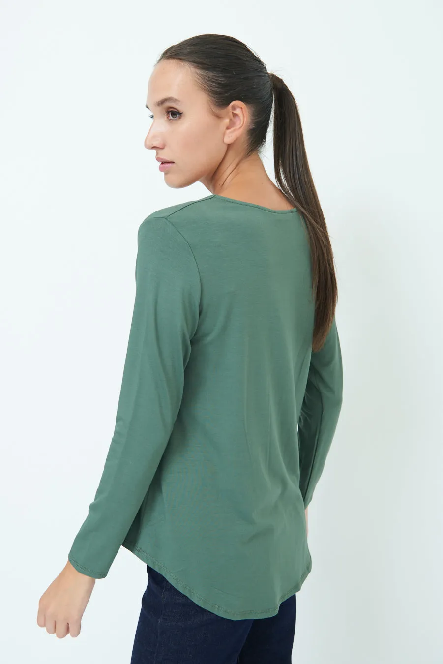 Classic V-neck long sleeve top wholesale