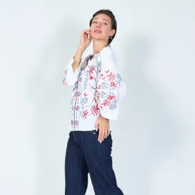 Colorful floral embroidered blouse wholesale
