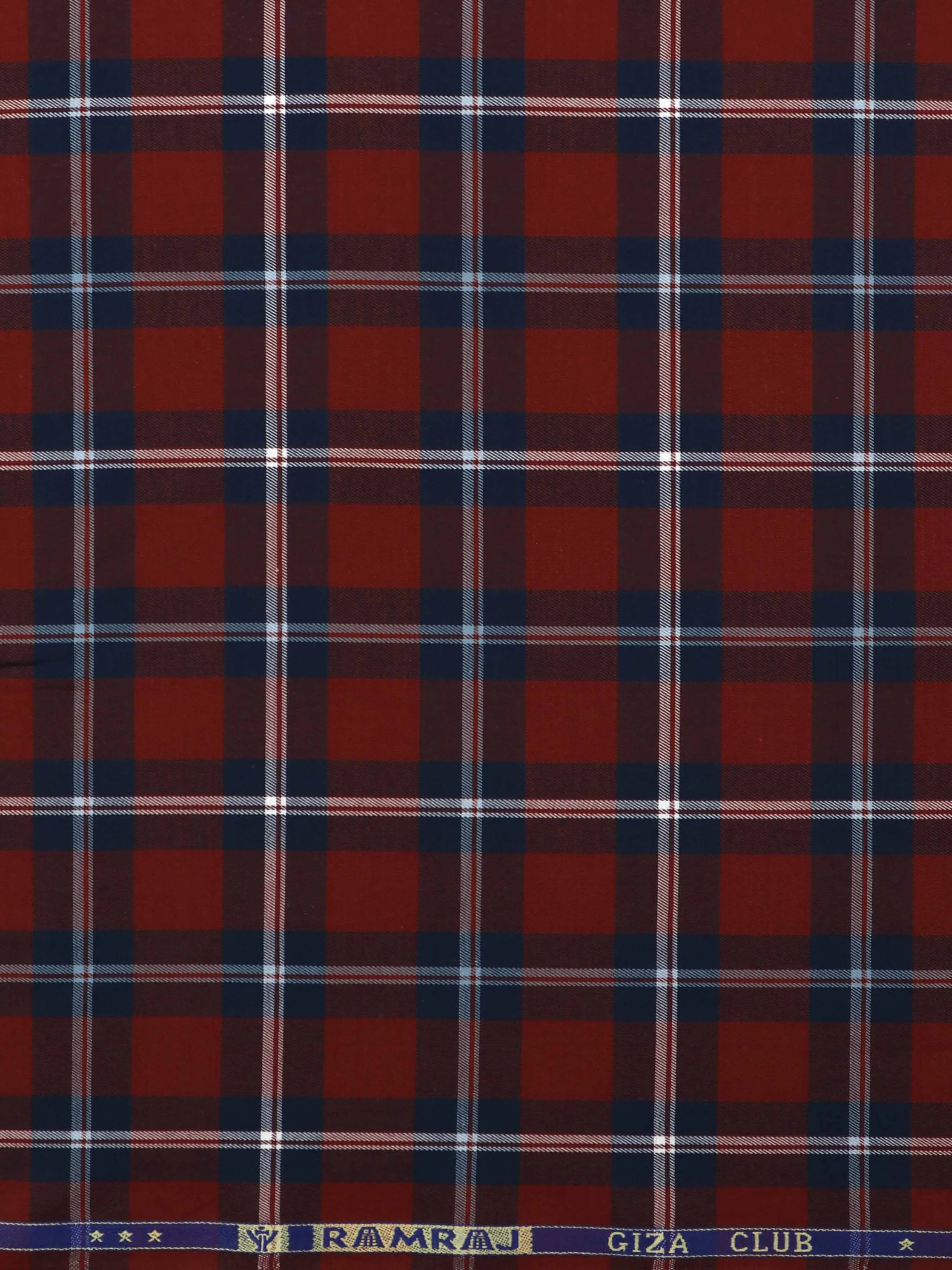 Cotton Maroon & Blue Checked Shirt Fabric Cascade