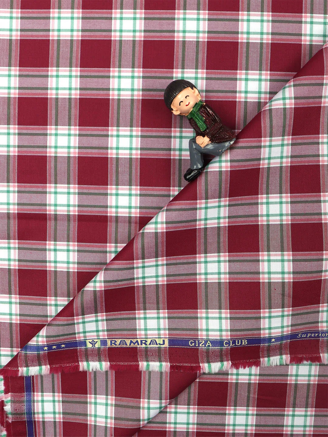 Cotton Purple & White Checked Shirt Fabric Cascade
