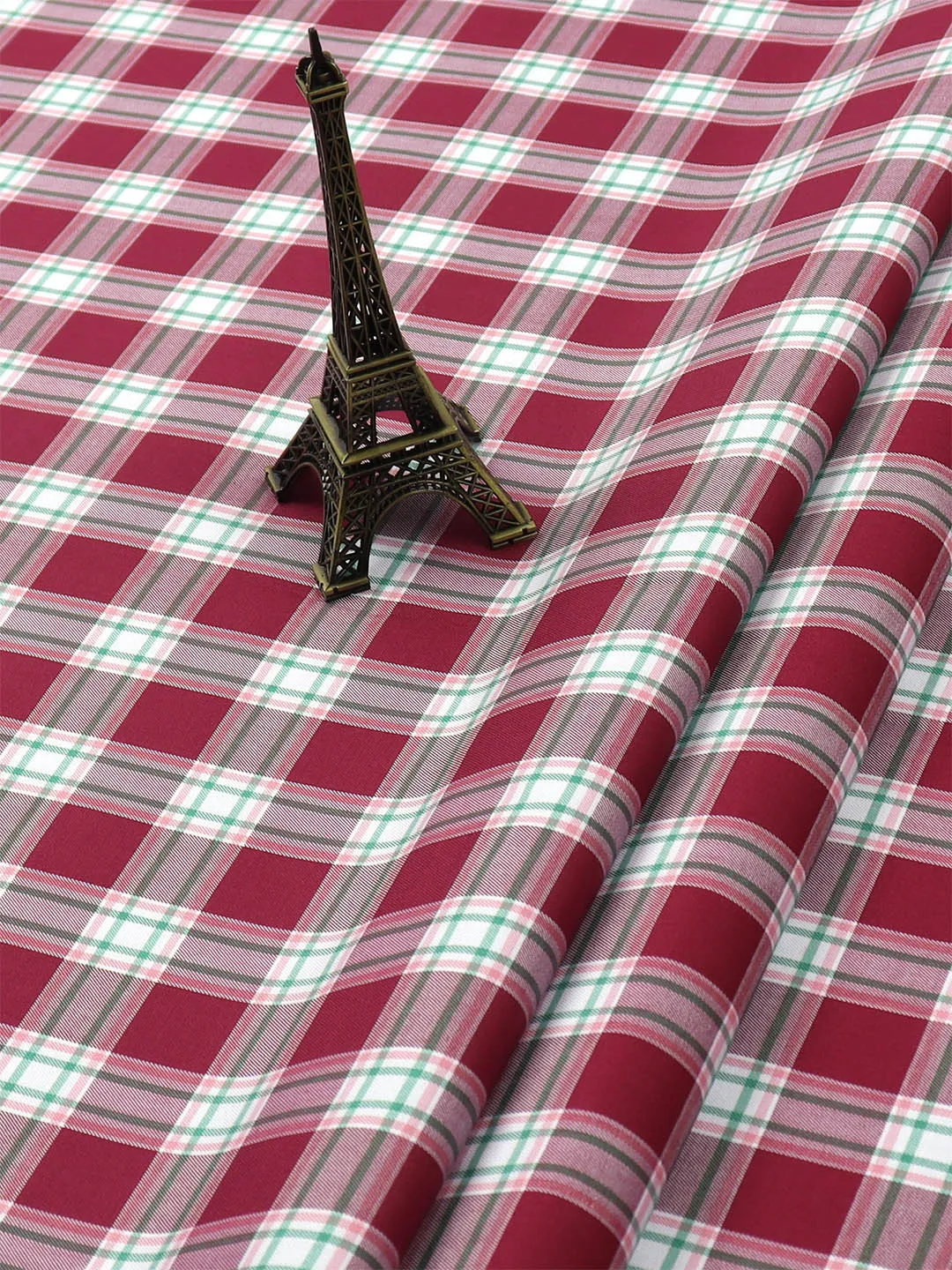 Cotton Purple & White Checked Shirt Fabric Cascade