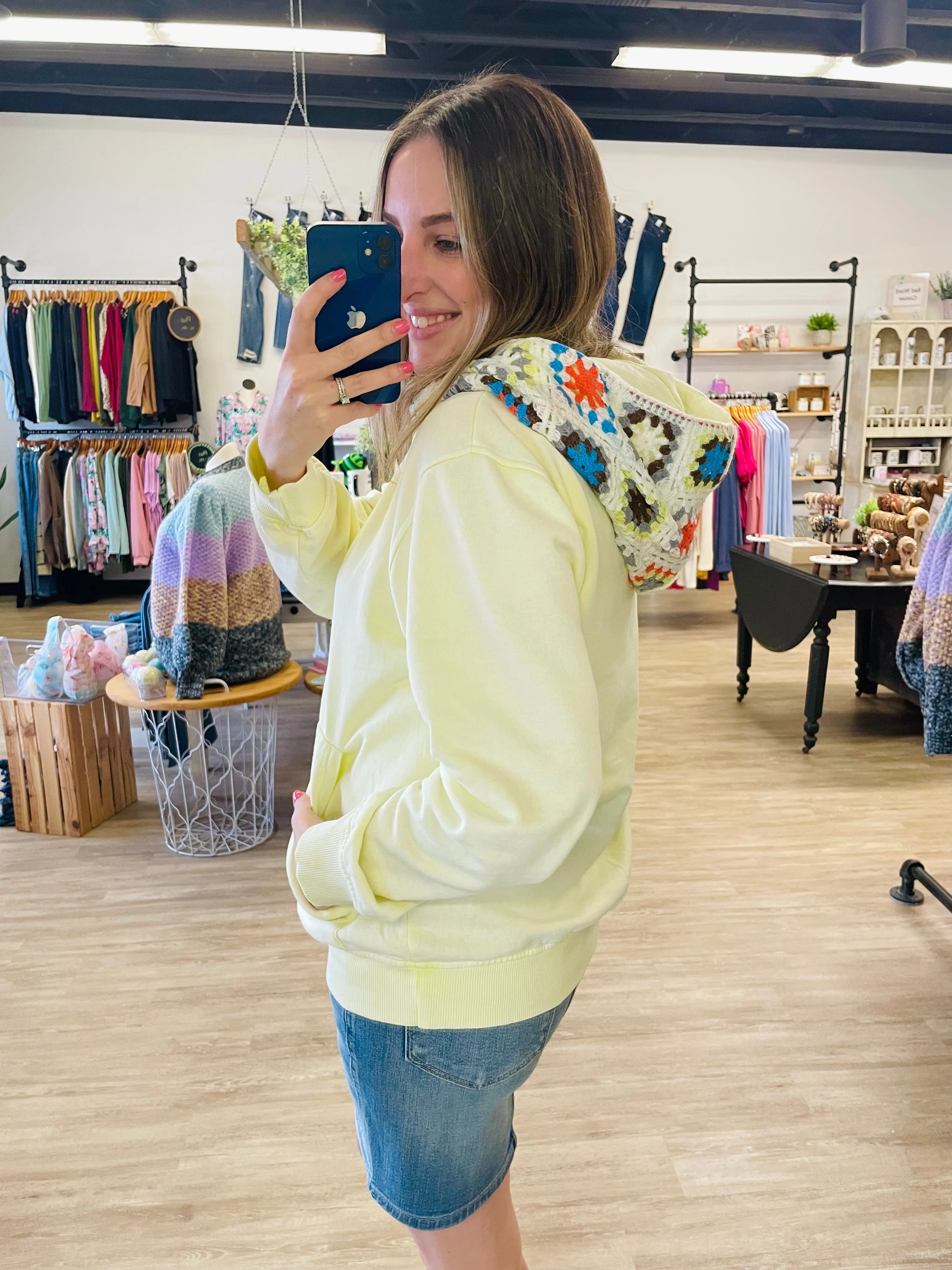 Crochet Ash Wash Hoodie