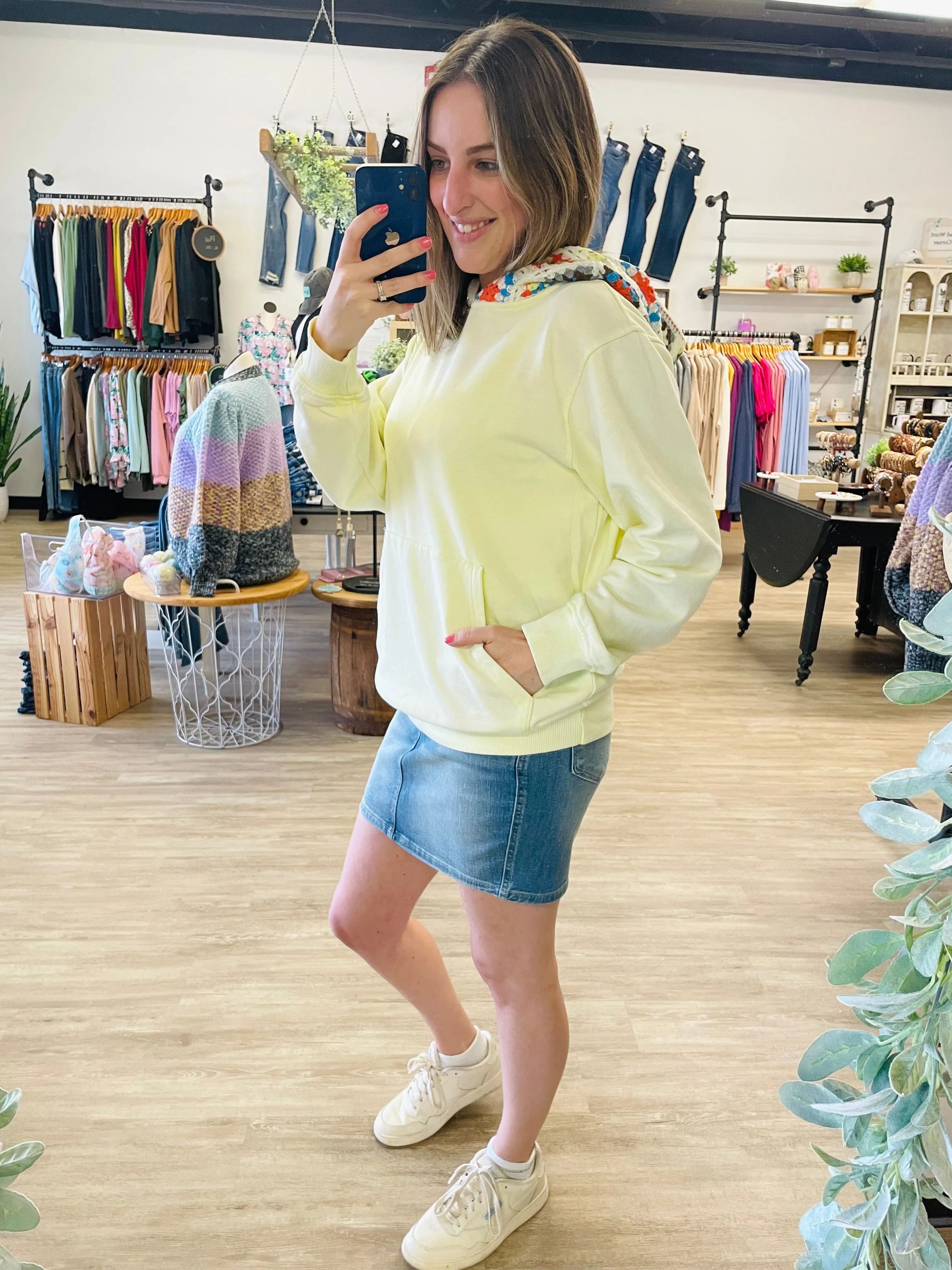 Crochet Ash Wash Hoodie