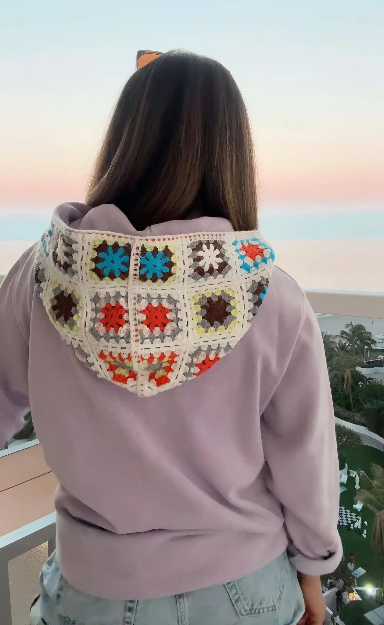 Crochet Ash Wash Hoodie