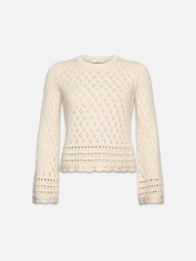 Crochet Knit Top -- Ecru