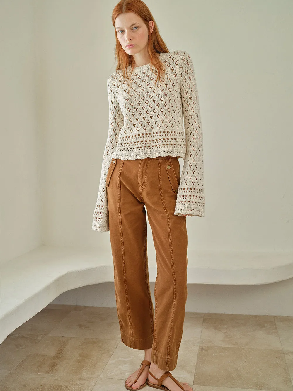 Crochet Knit Top -- Ecru