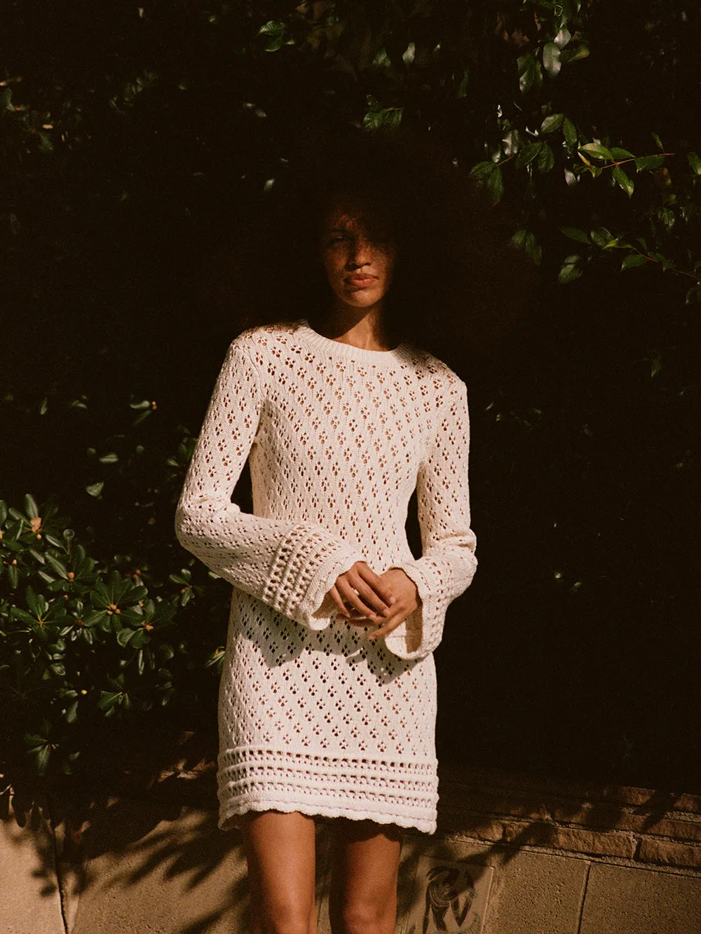Crochet Shift Dress -- Ecru