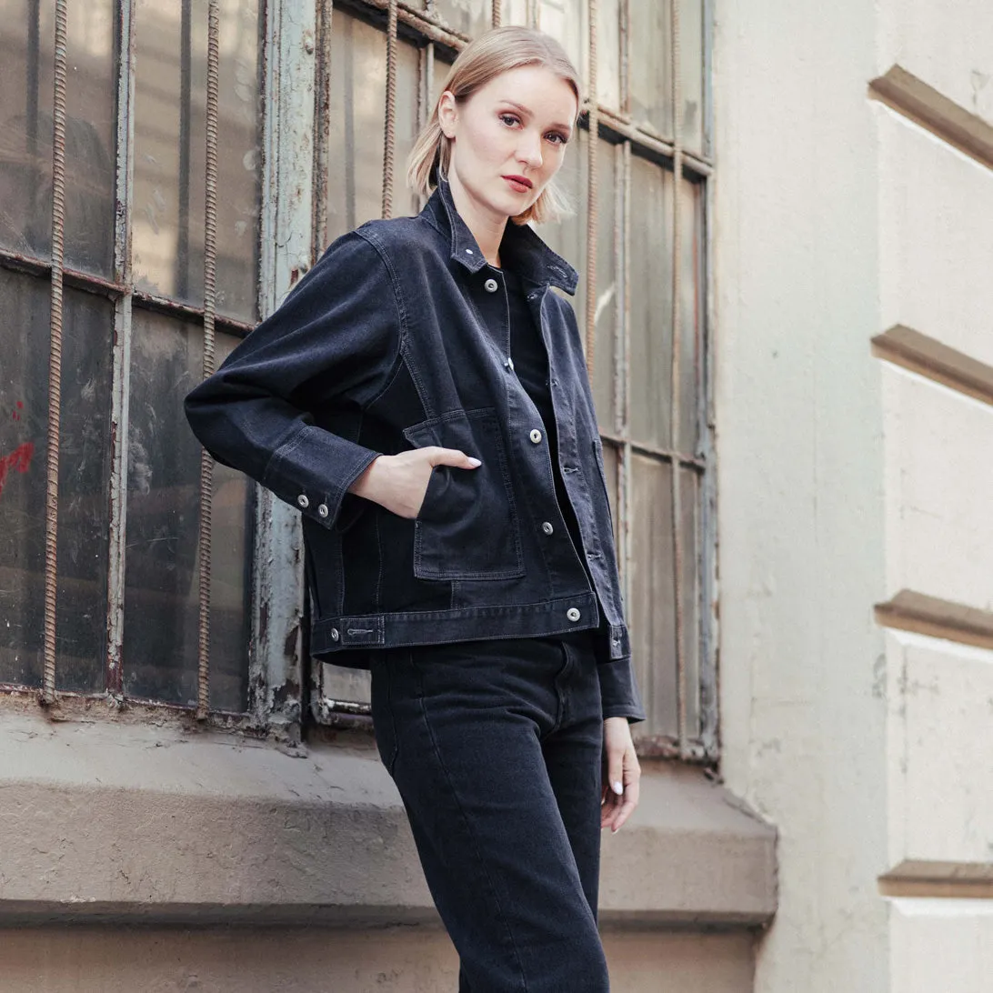 Denim Stretch - Button Closure Pocket Jacket - Black - Limited Edition!