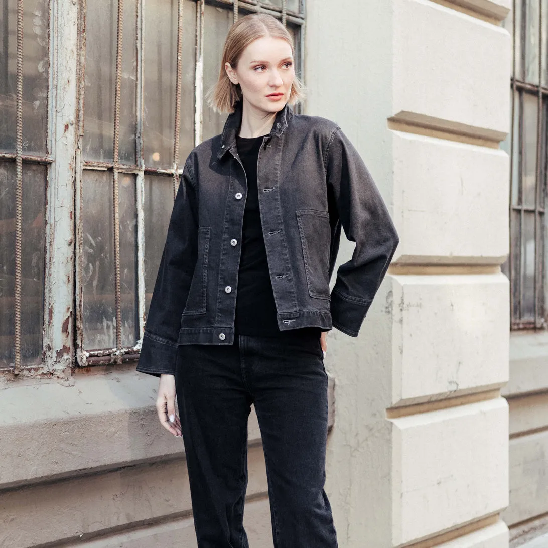 Denim Stretch - Button Closure Pocket Jacket - Black - Limited Edition!