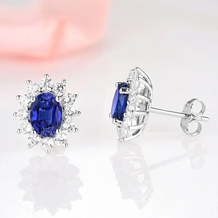 Diana Blue Sapphire Earrings- Sterling Silver