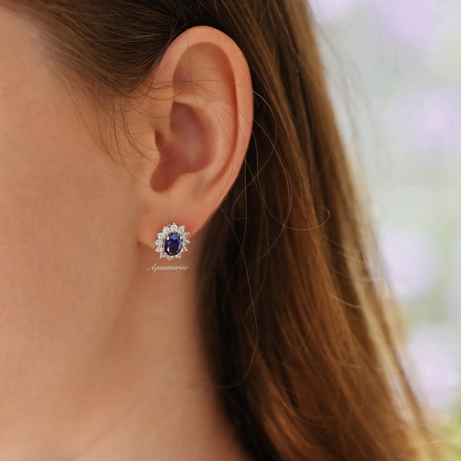 Diana Blue Sapphire Earrings- Sterling Silver