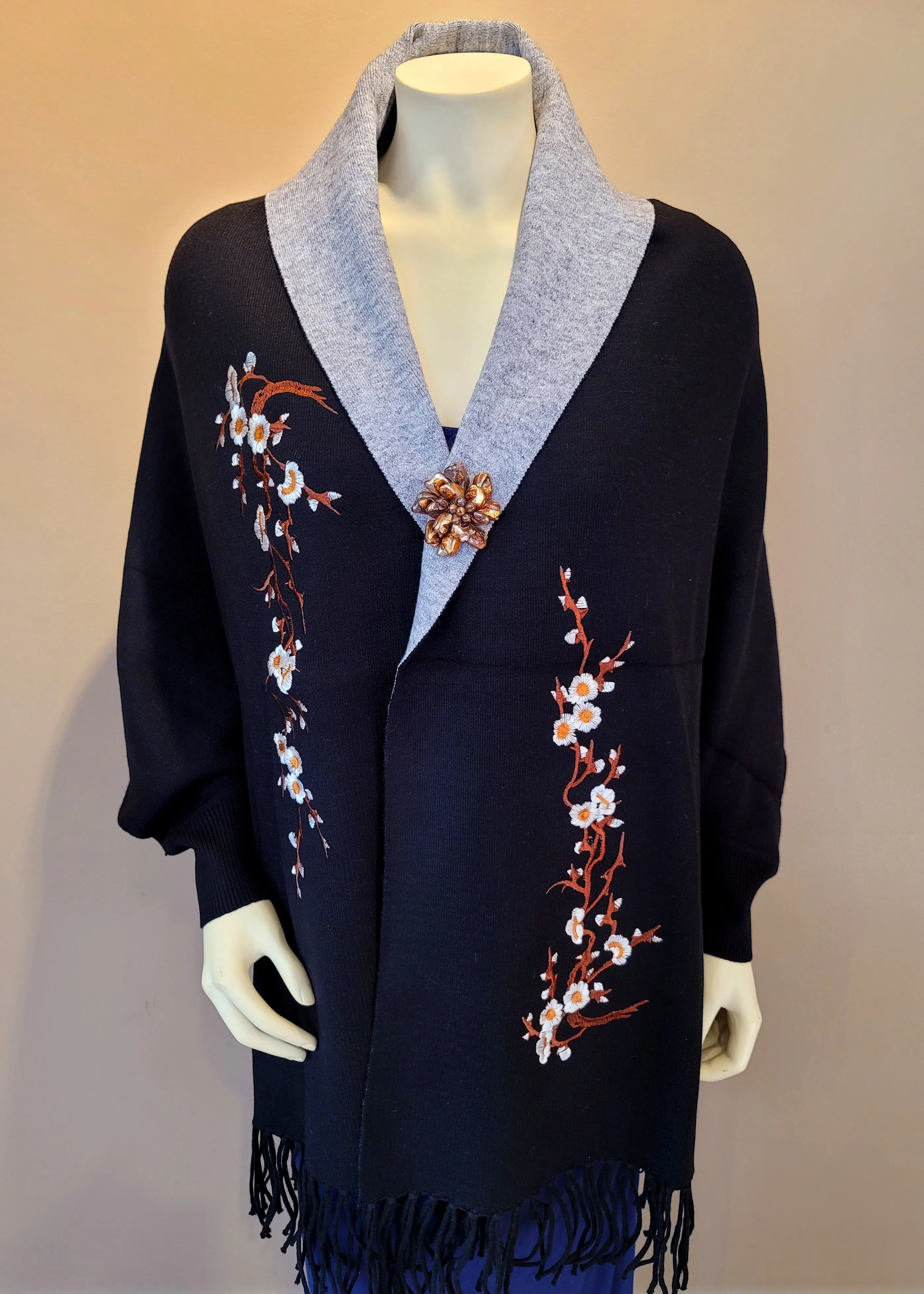 Embroidered Sleeved Shawl