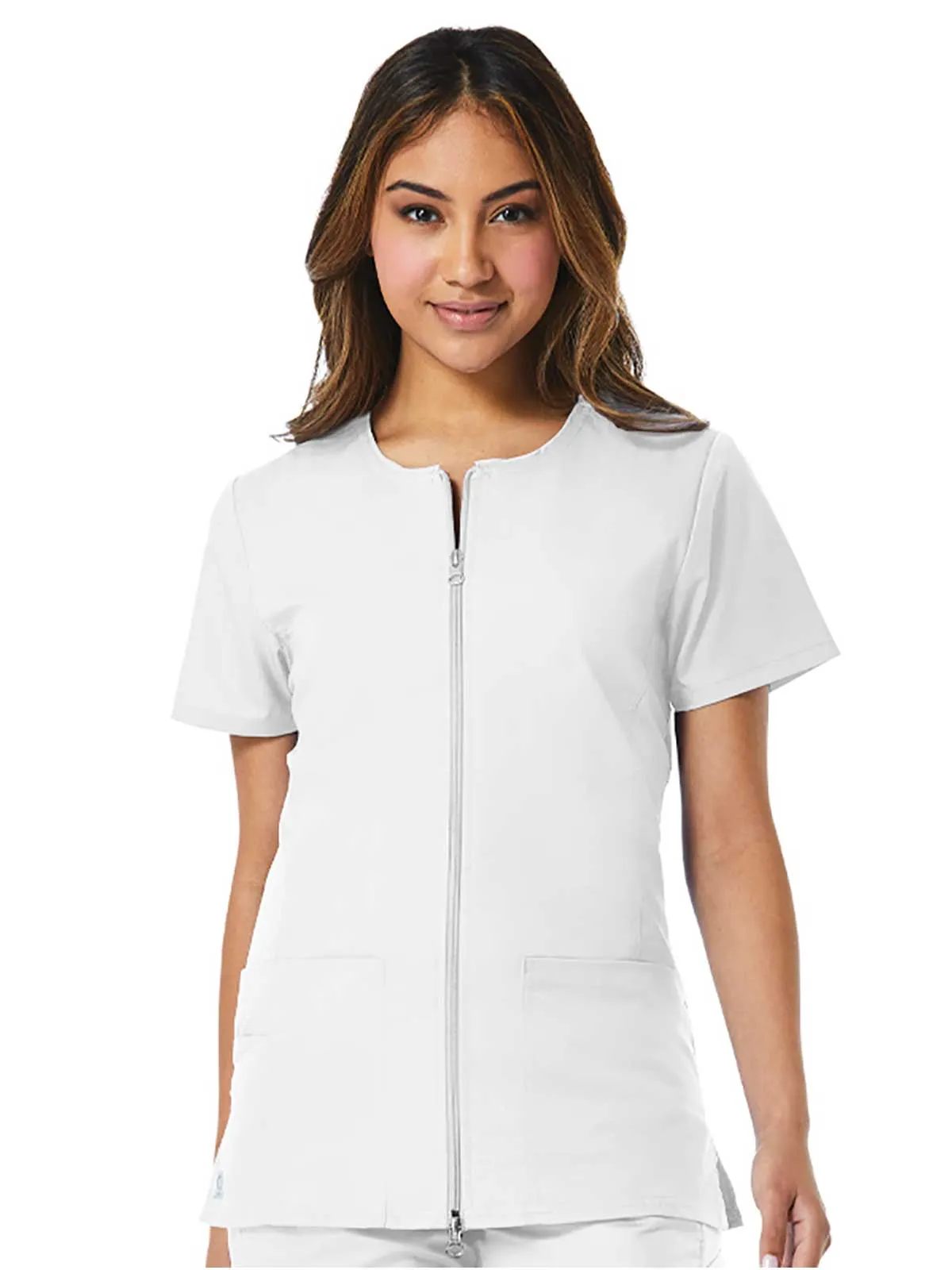 EON - Women's Back Mesh Panel Short Sleeve Zip Front