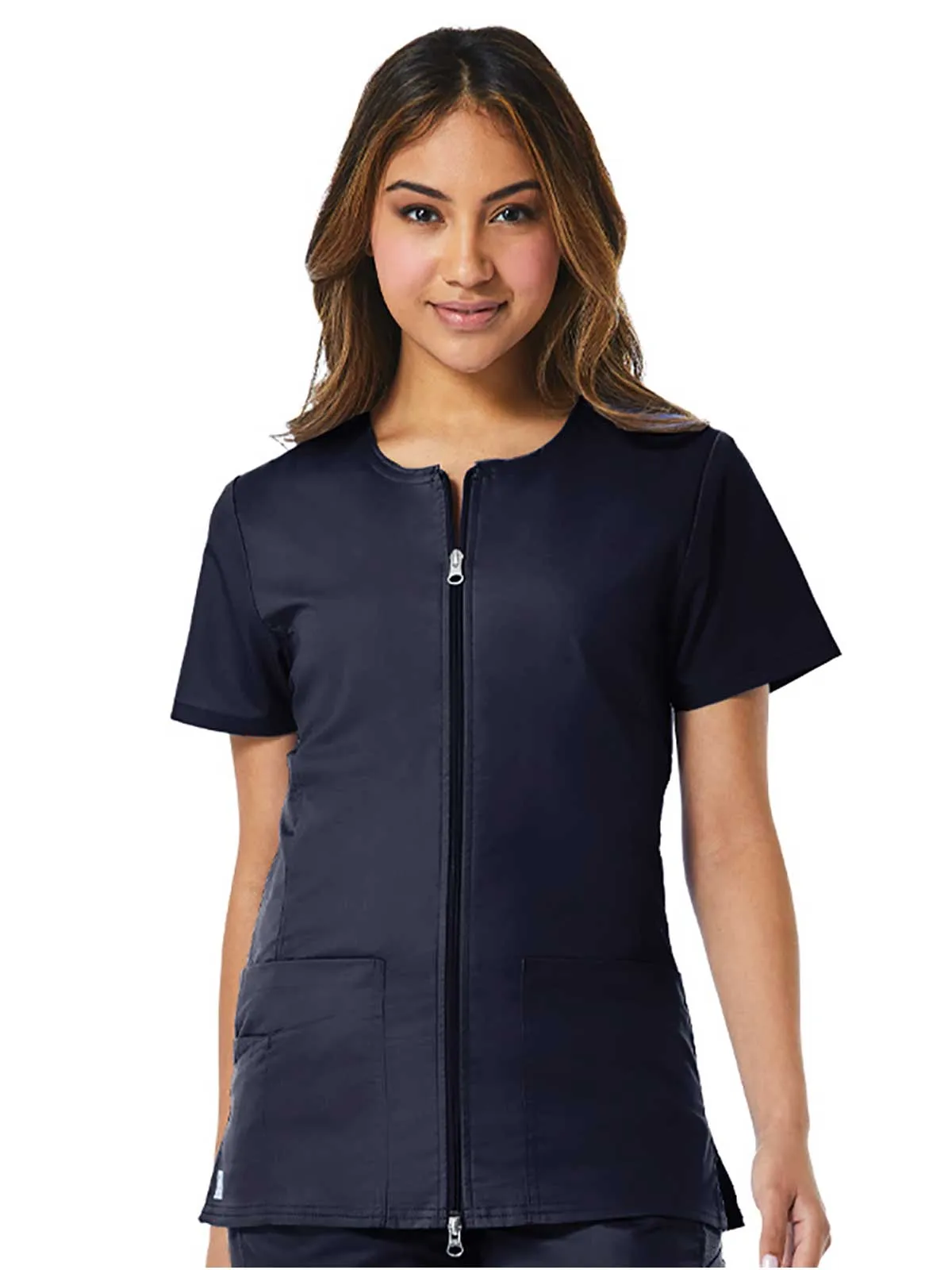 EON - Women's Back Mesh Panel Short Sleeve Zip Front