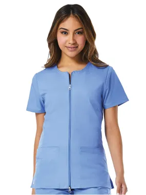 EON - Women's Back Mesh Panel Short Sleeve Zip Front