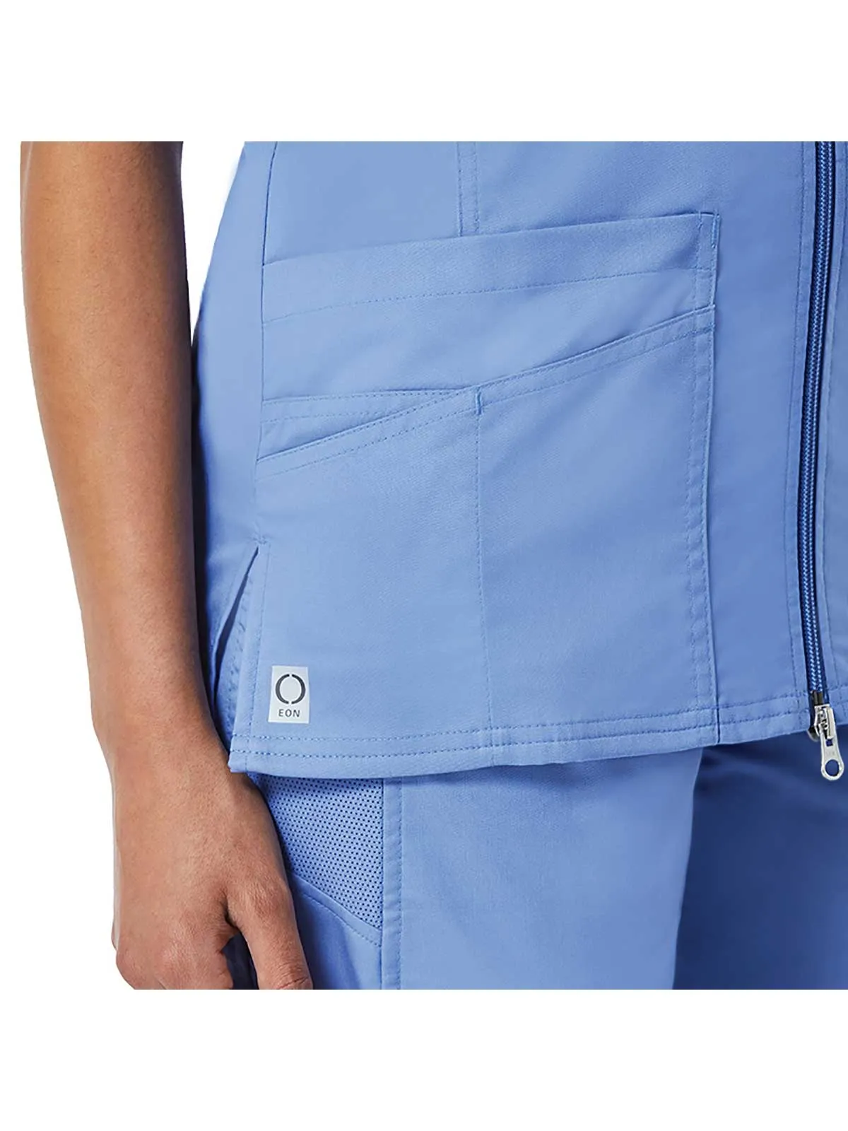 EON - Women's Back Mesh Panel Short Sleeve Zip Front