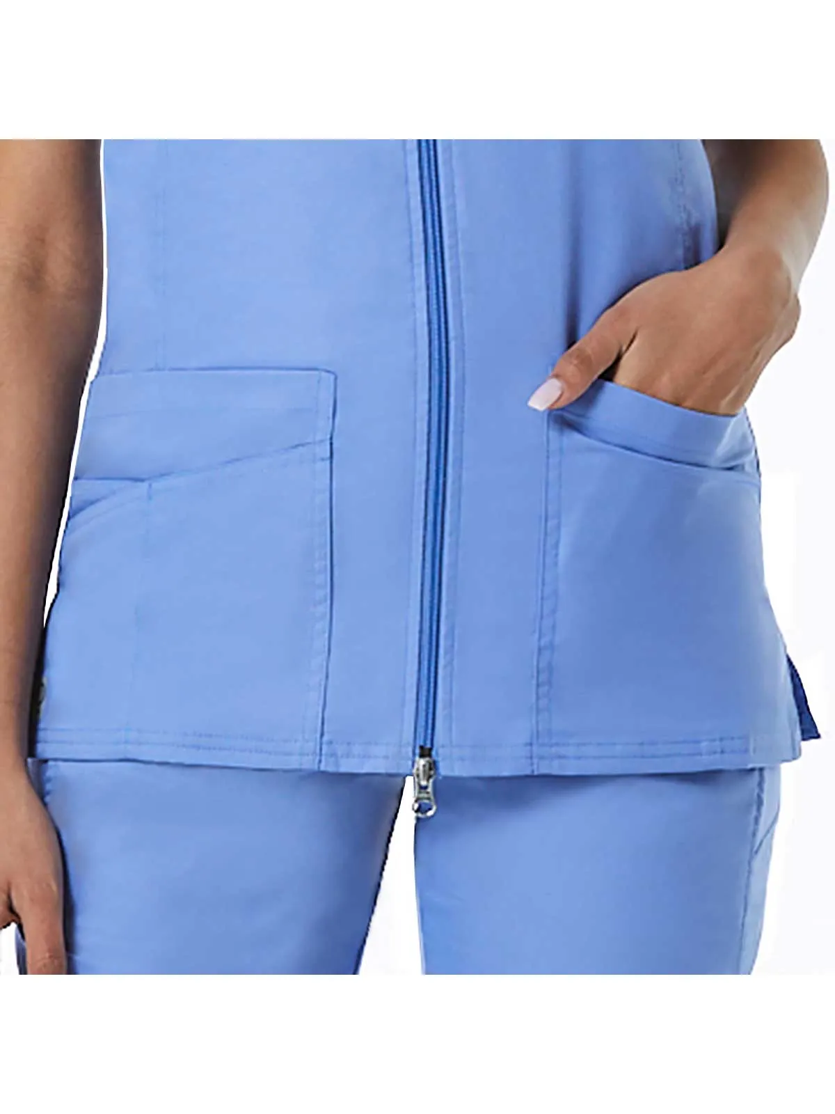 EON - Women's Back Mesh Panel Short Sleeve Zip Front