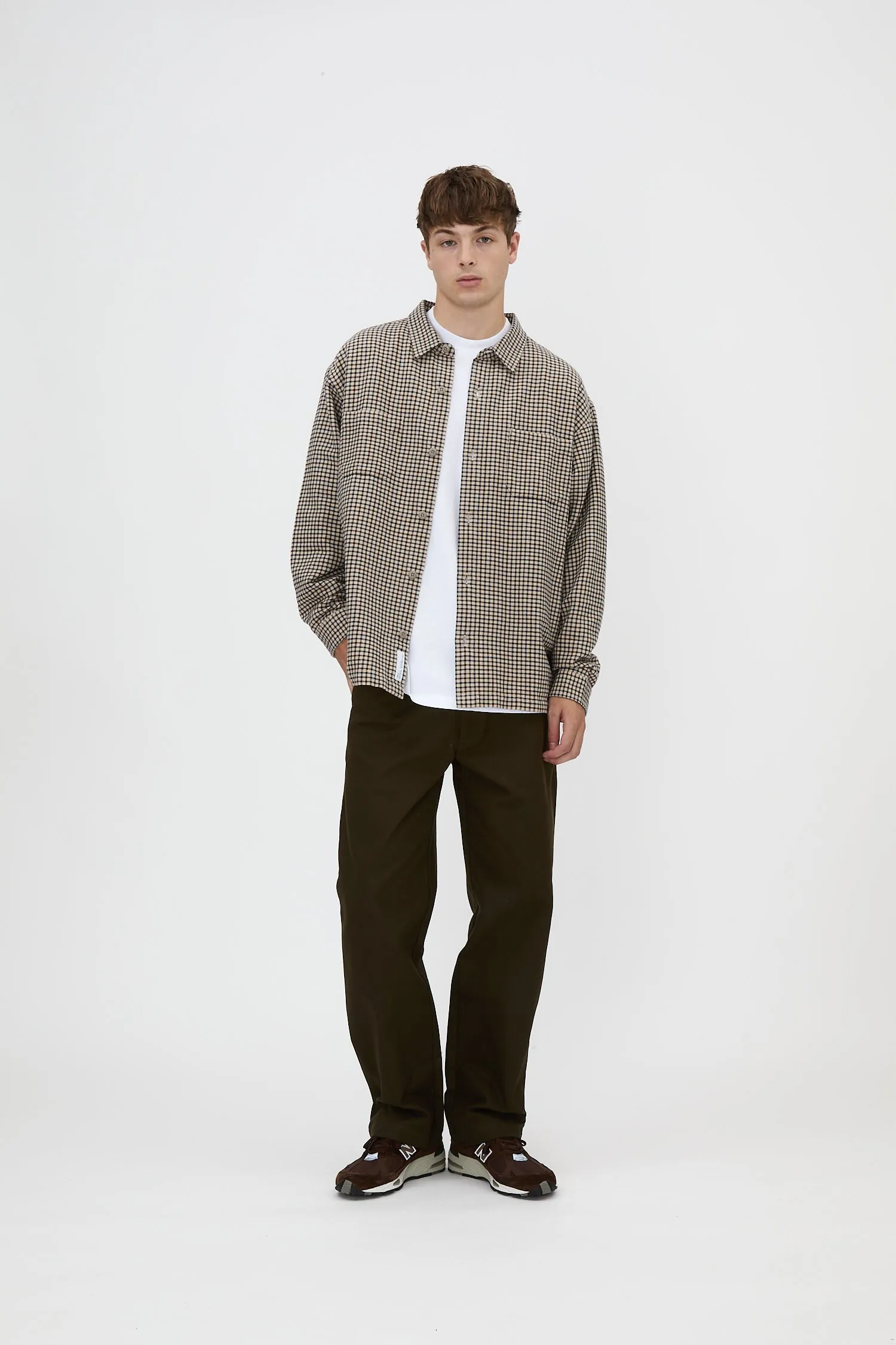 Flat Hem Workshirt - Beige Check
