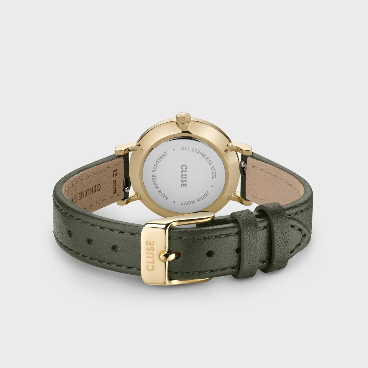 Gift Box Boho Chic Petite Leather Dark Green and Mesh Strap, Gold Colour