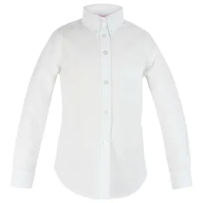 Girls White Husky Oxford Blouse-Round Hem