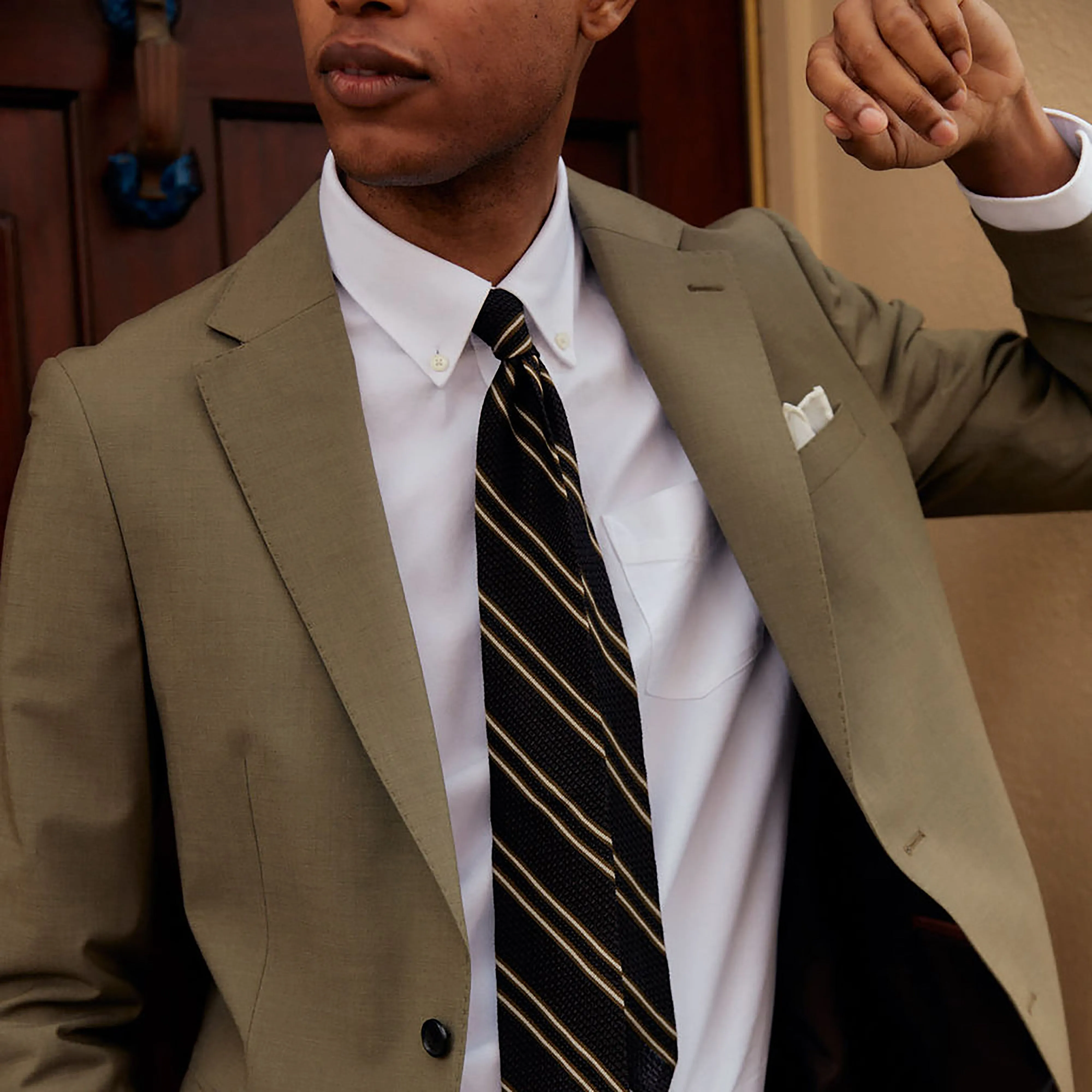Grenalux Stripe Chocolate Brown Tie