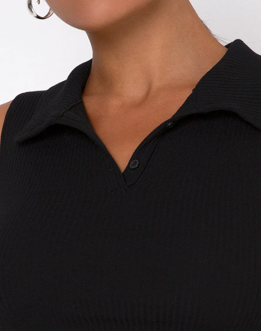 Guaco Crop Top in Rib Black