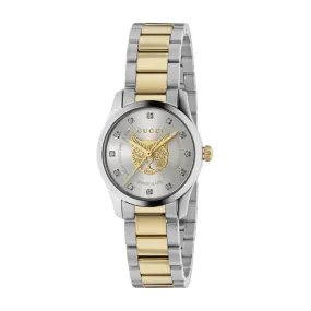 Gucci G-Timeless  50mm Diamond Dot Silver Dial Two Tone Quartz Ladies Watch