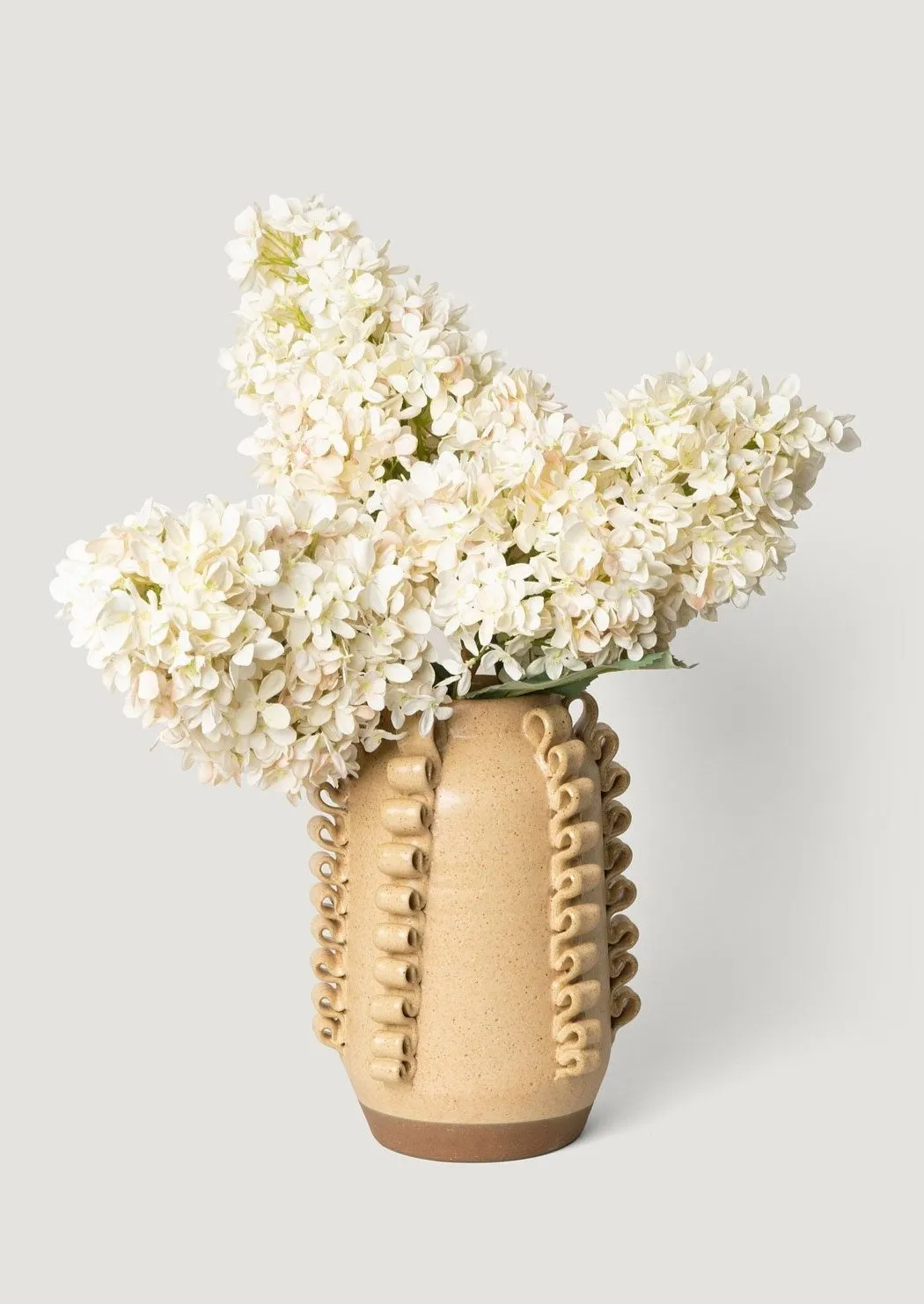 Handmade Textured Ceramic Lola Vase by Perla Valtierra  in Almond - 7.75"