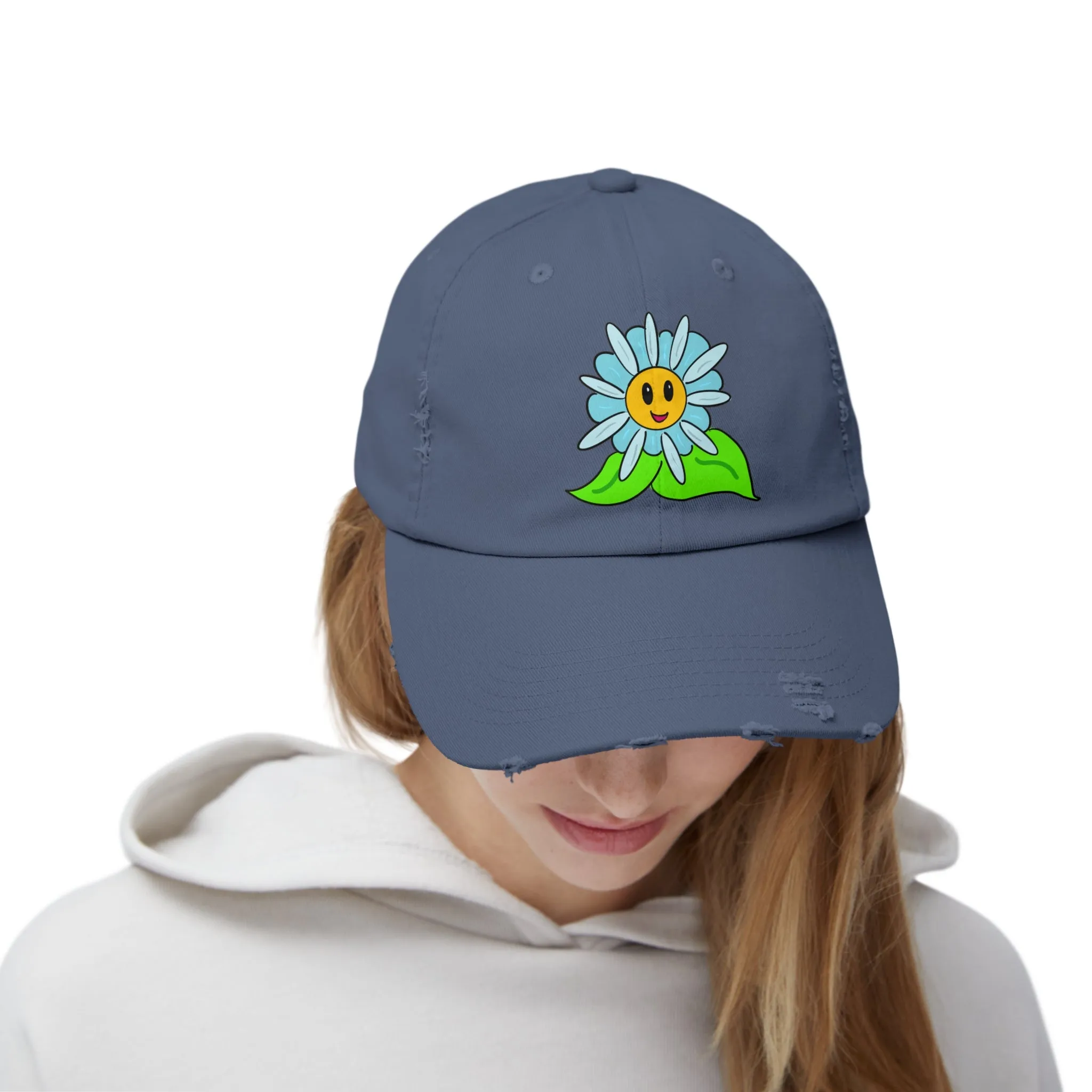 Happy Flower Distressed Hat