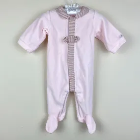 Jacadi Paris Pink Velour Bow Footie 3 Months
