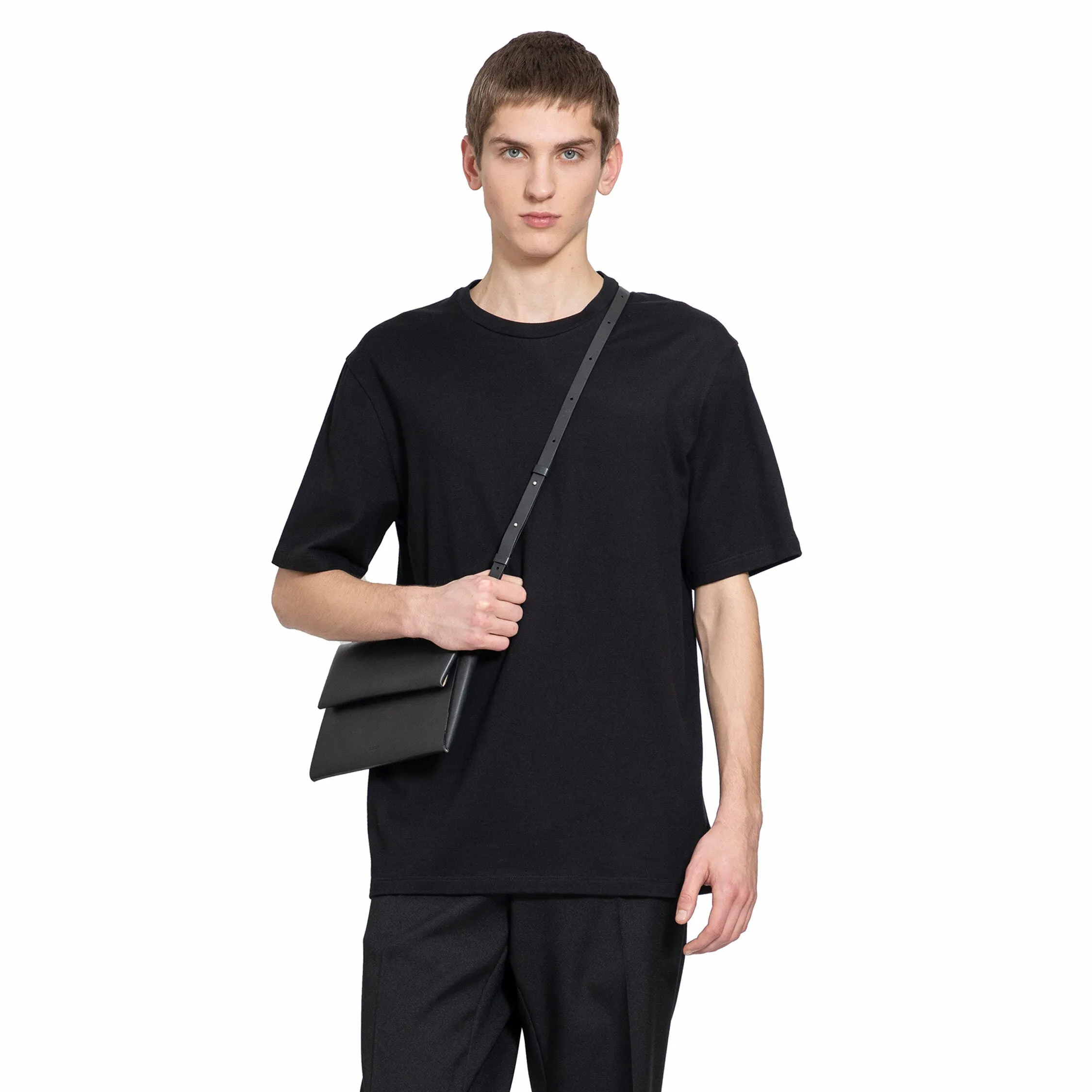JIL SANDER MAN BLACK T-SHIRTS & TANK TOPS
