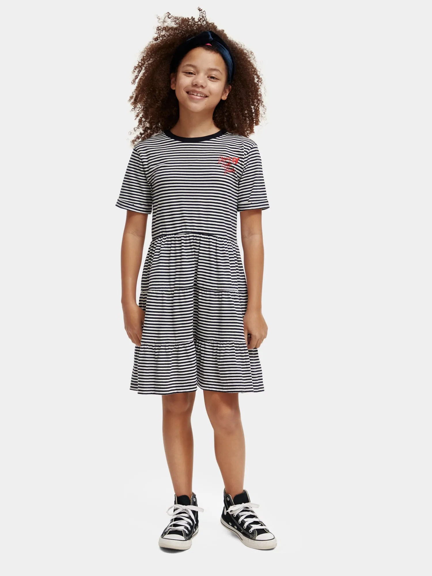 Kids - Tiered striped mini dress